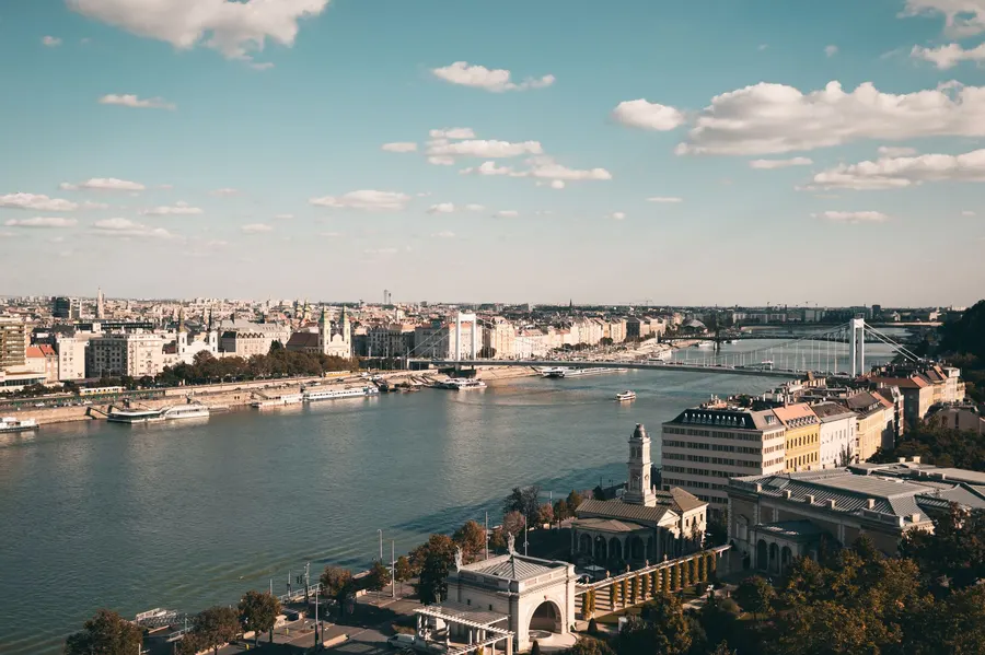 A beautiful view of Budapest with the Danube River, highlighting cityscape and iconic landmarks.