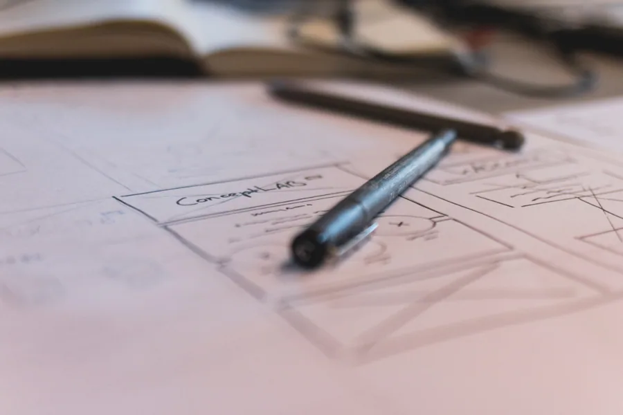 Designer travaillant sur un prototype d'application mobile